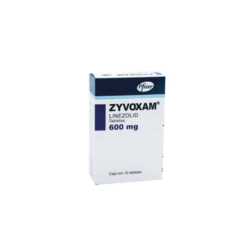 ZYVOXAM 600 mg Linezolid caja con 10 tabletas